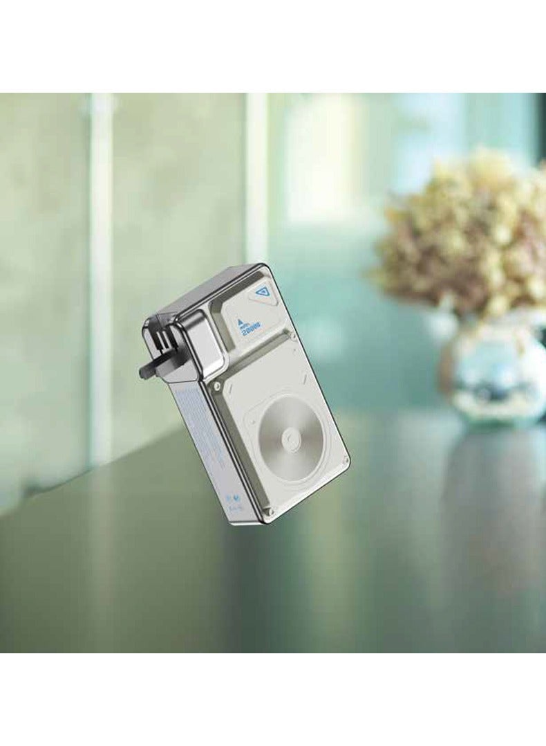 Powerology Power Bank 20000mAh & Wall Charger / 35W PD Travel Adapter with Interchangeable Plugs (US,EU,UK) / 15W Wireless Charging Compatible / Built-in Cable & Kickstand / Powerbank 20000 mAh with MagSafe- White - Image 4